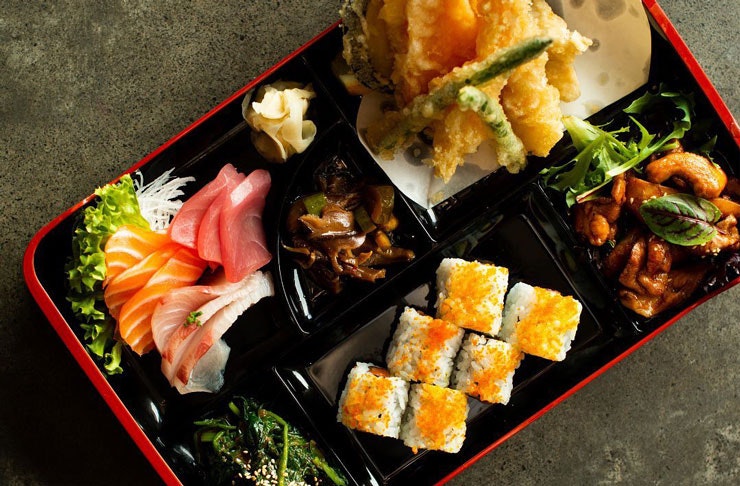 A lunchtime bento box from Raw Bar in Sydney.